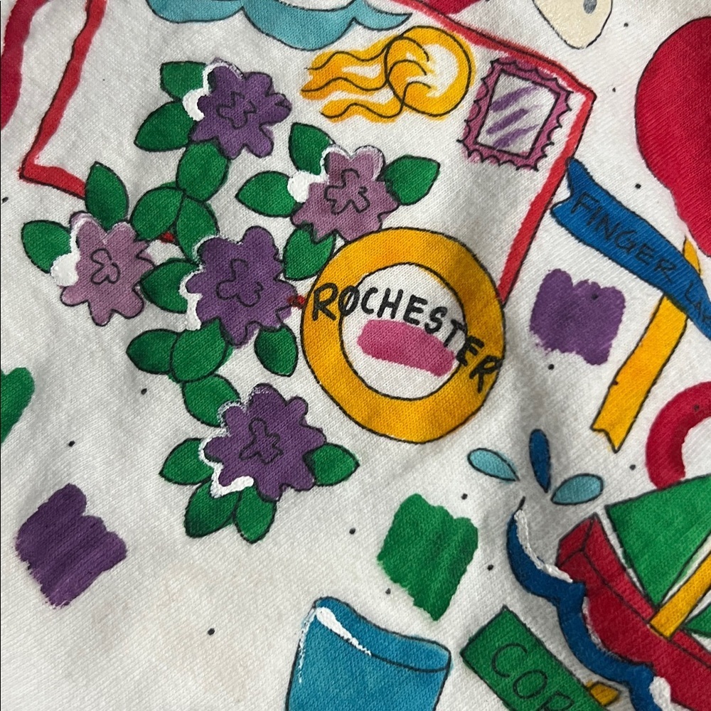 Vintage 90's Alore Graphic Tee Shirt Large New York City Themed Print - Picture 8 of 11